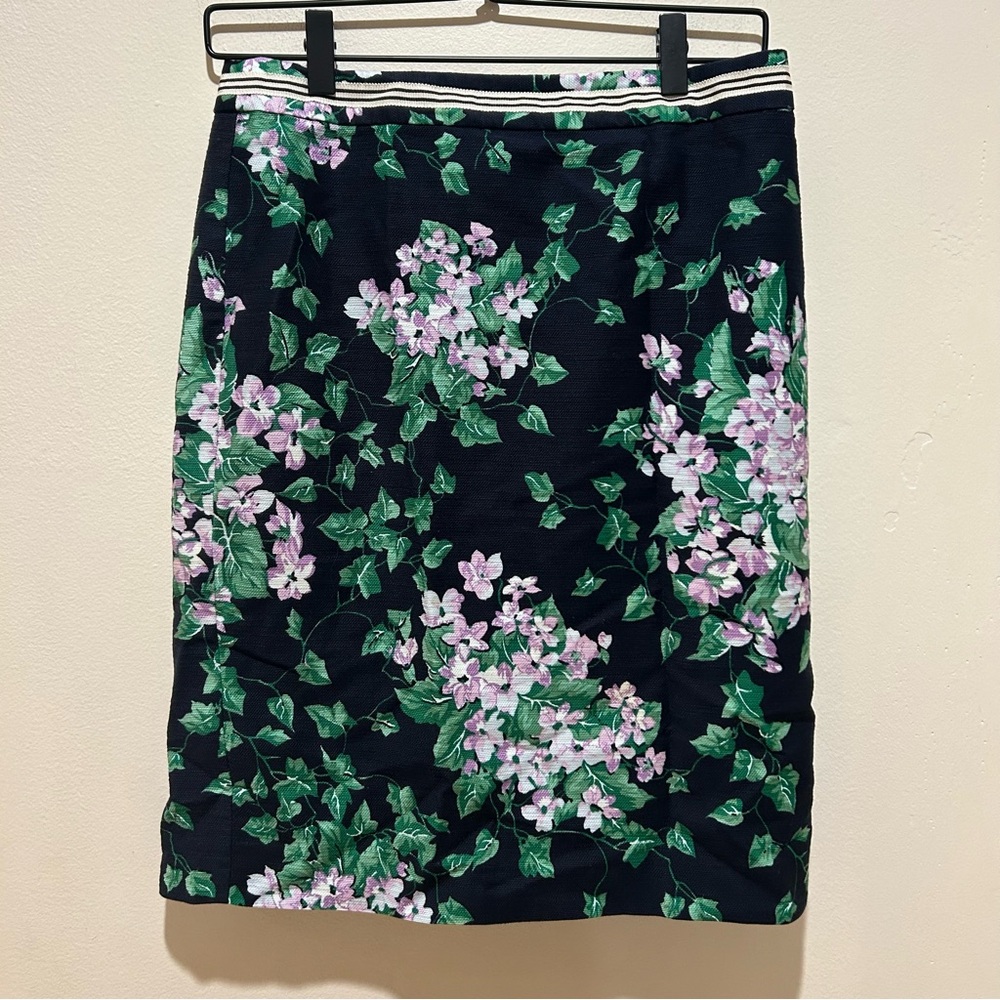 Talbots Black Floral Pencil Skirt
